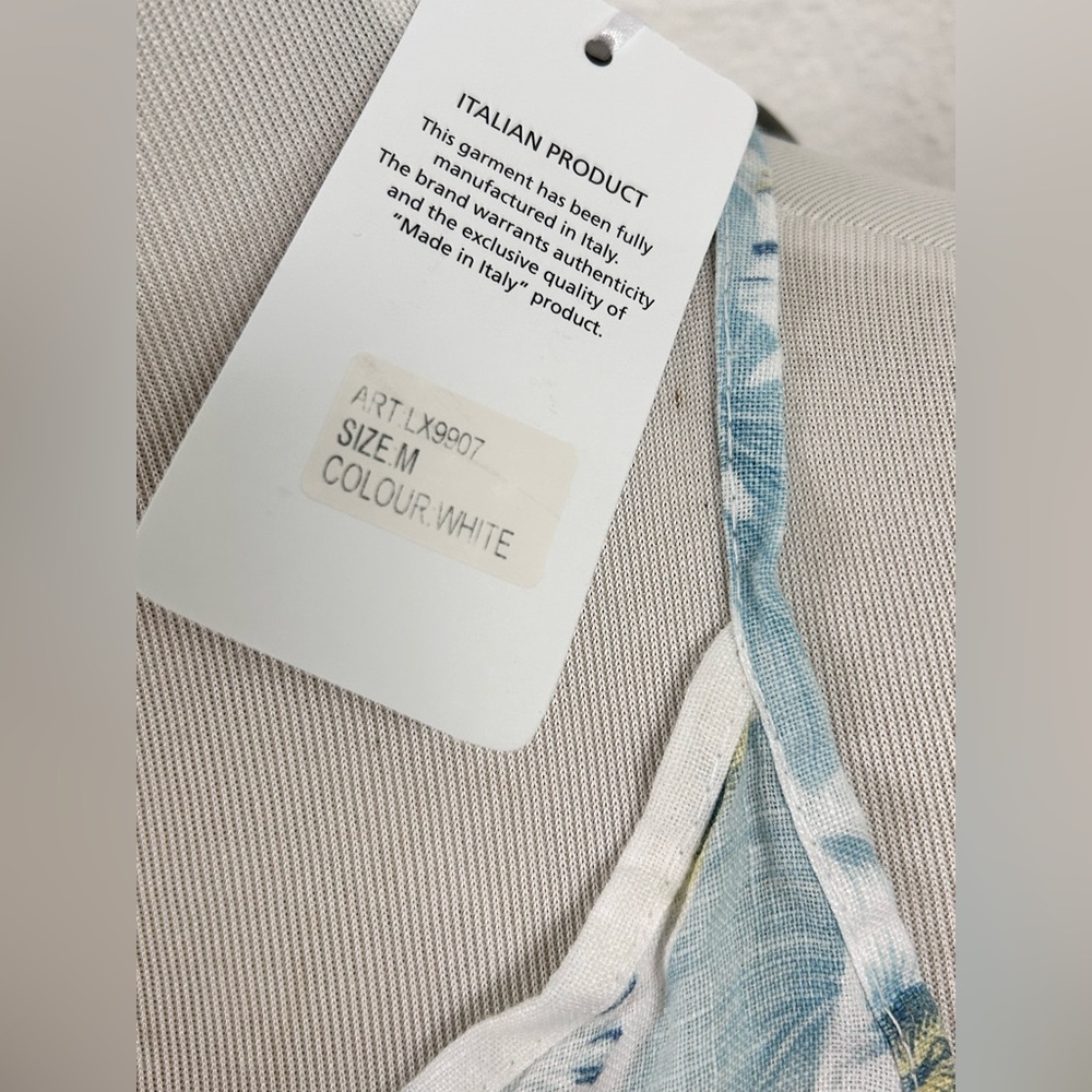 LUNGO L'ARNO LINEN Blue TROPICAL PRINT DRESS NEW Various Sizes MADE IN ITALY - Picture 5 of 7